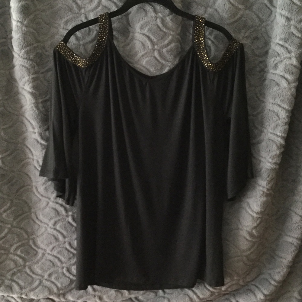 Closing Closet Sale! Cold Shoulder Black Blouse L