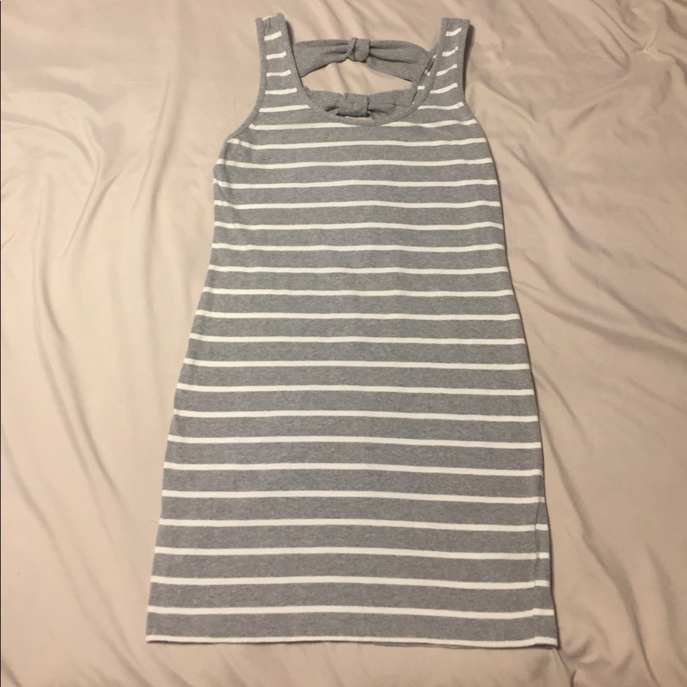 Cotton Striped Summer Dress with back bow design
