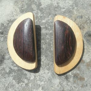 Half moon wood earrings