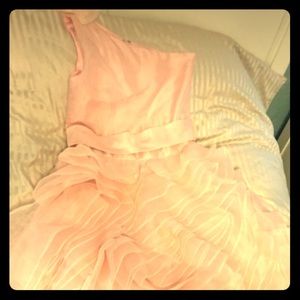 Pink satin sleeves dress
