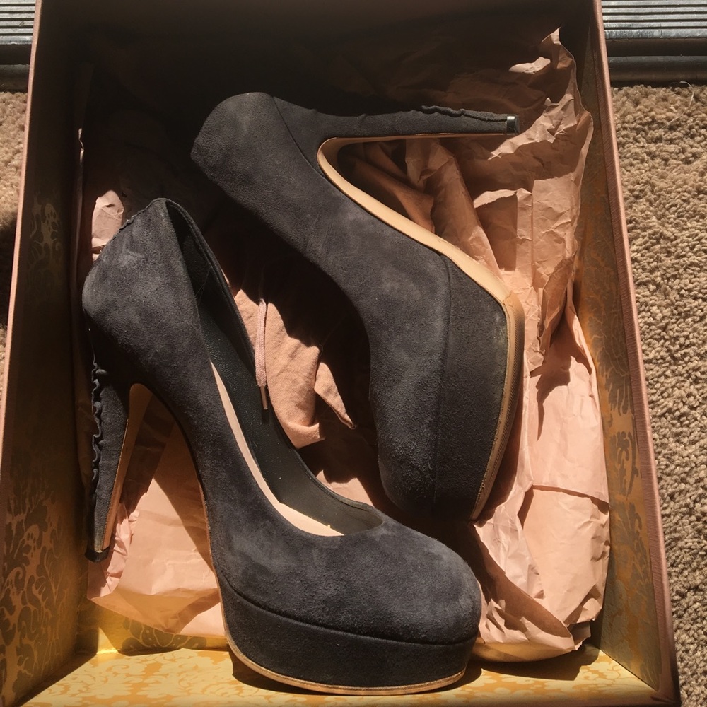 Gray Suede Heels