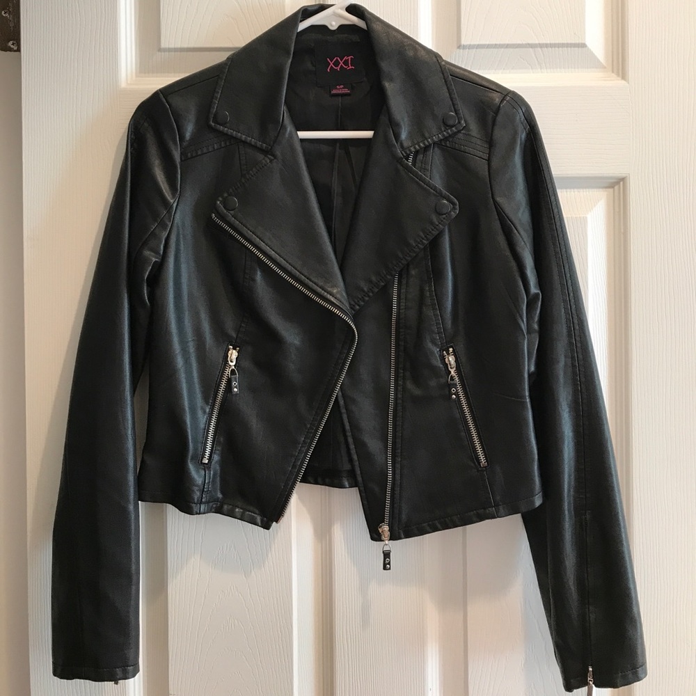 Faux leather bomber jacket
