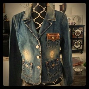 All American Girl Wax Jean Blue Denim Blazer