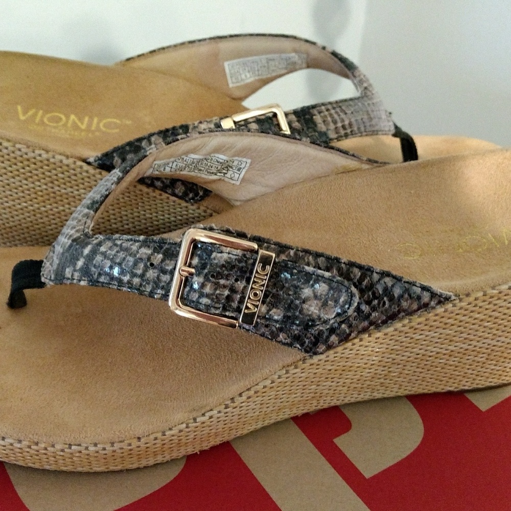 Vionics "Polina" Snake skin Platform Sandals