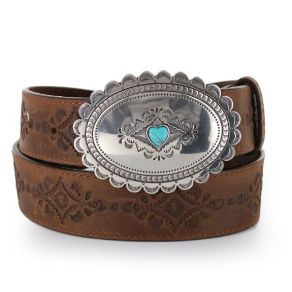 Western Cowgirl Navajo Heart 100% Leather Belt