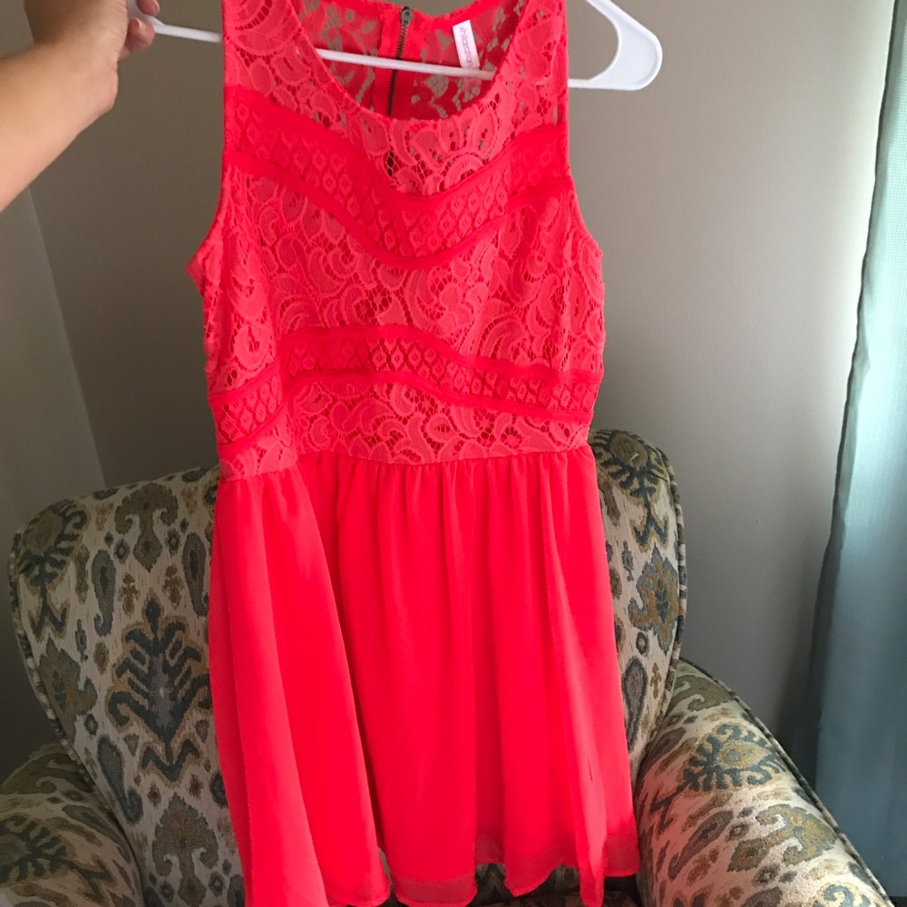Bright Coral Lace Dress