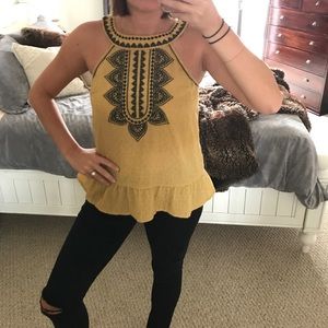 THML high neck halter top with embroidery detail