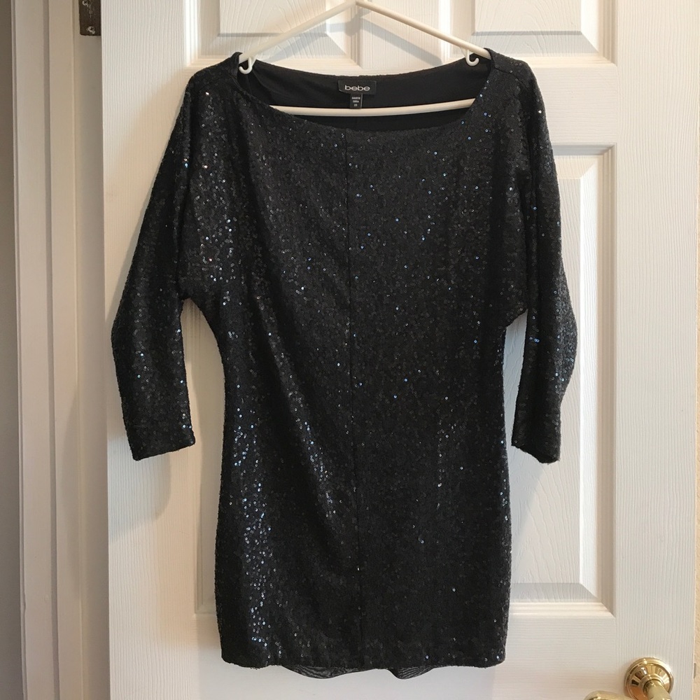 Black sequin mini dress (Bebe)