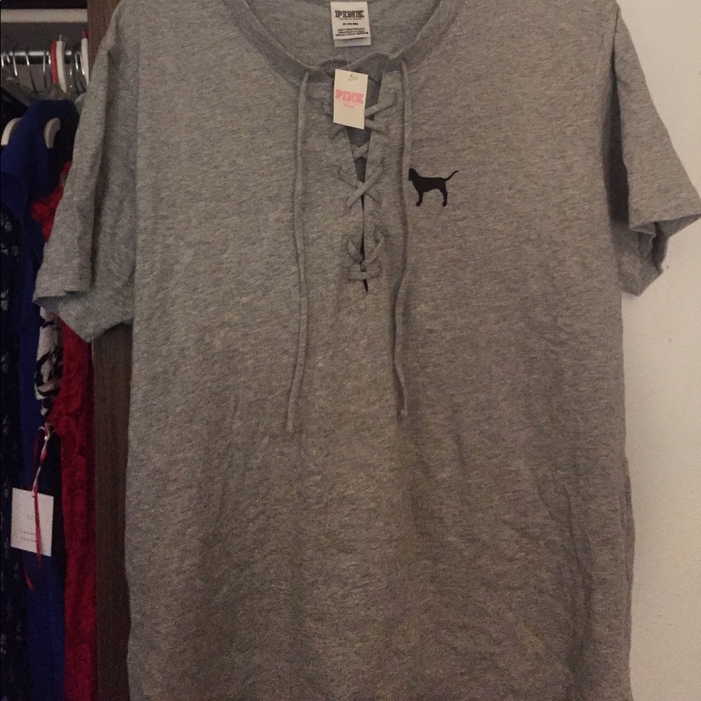 NWT Lace up PINK shirt