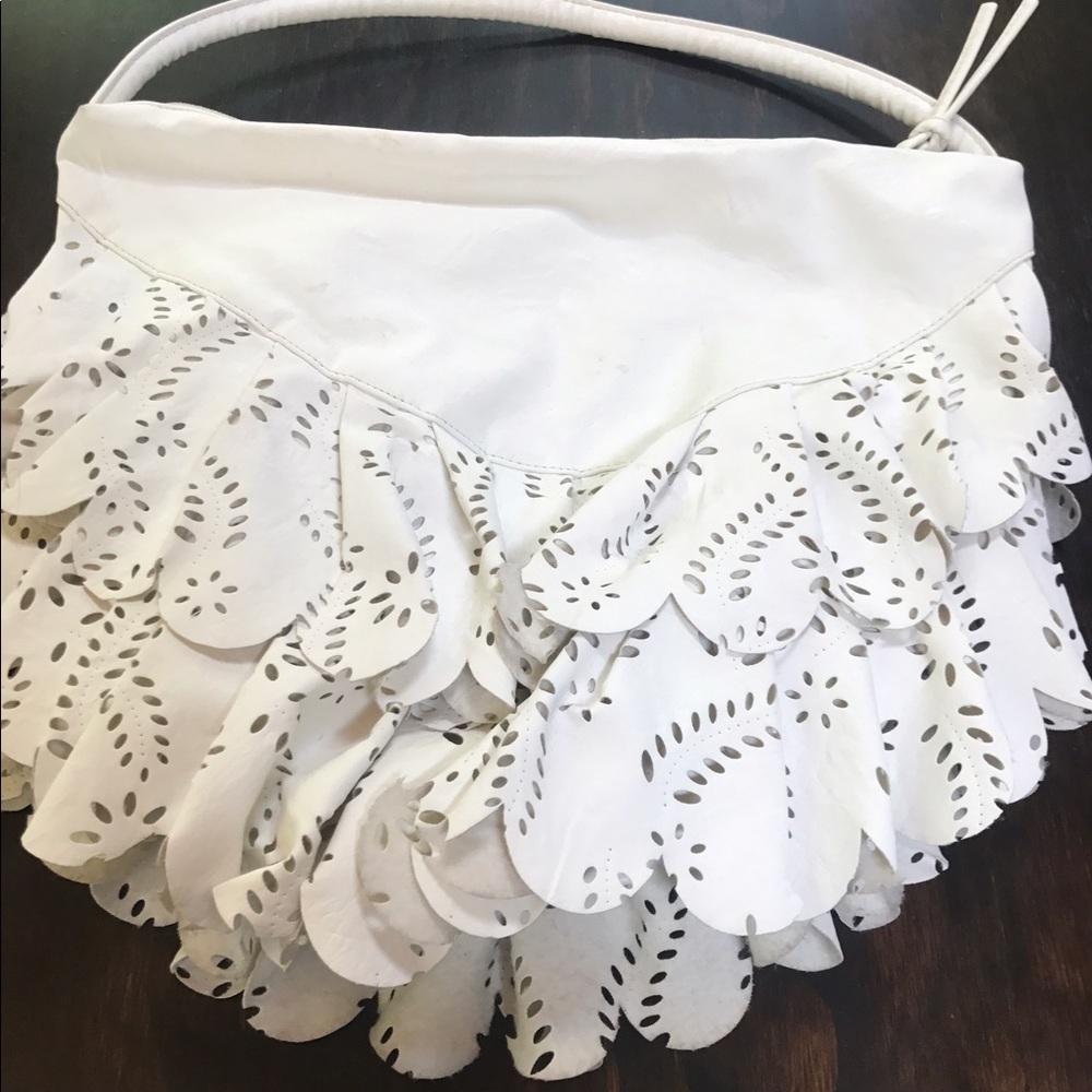 Ruffle white purse