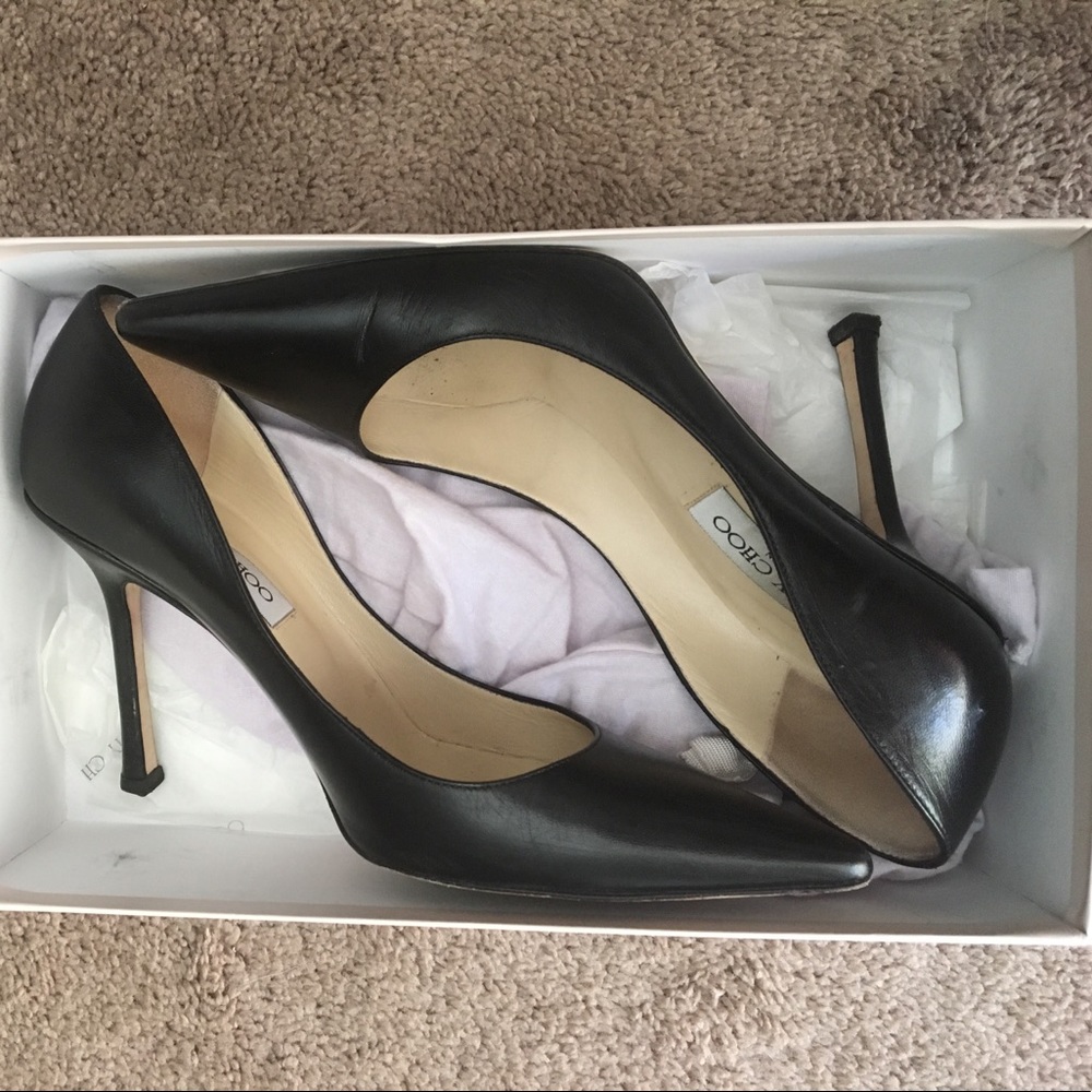Black Leather Jimmy Choo Heels