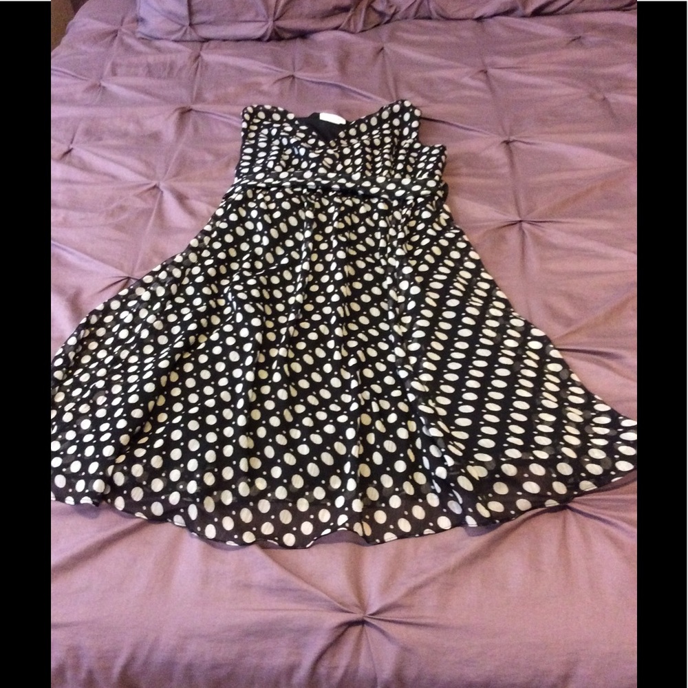 Black and white polka dot maternity dress