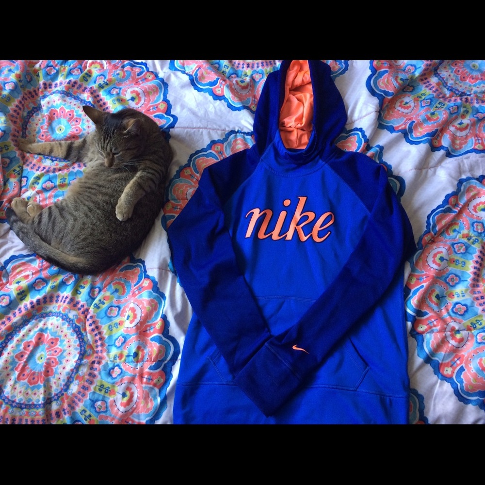 blue and coral nike hoodie