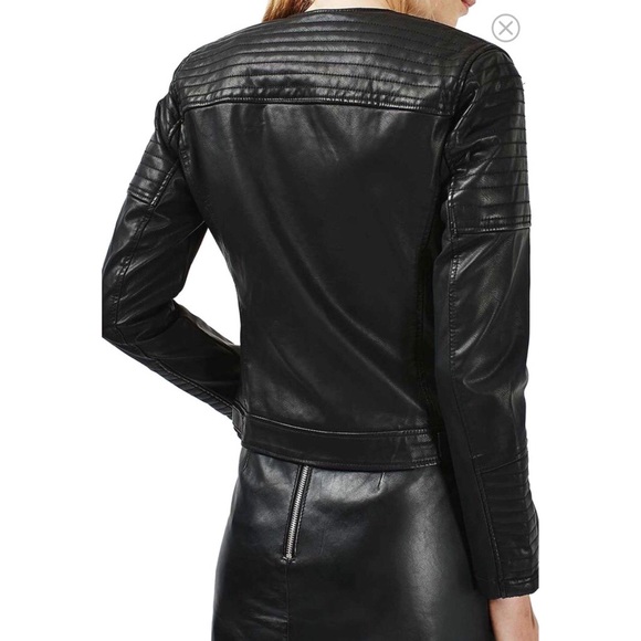 Topshop Quilted Faux Leather Jacket US 4 - Picture 3 of 7