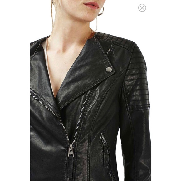 Topshop Quilted Faux Leather Jacket US 4 - Picture 4 of 7