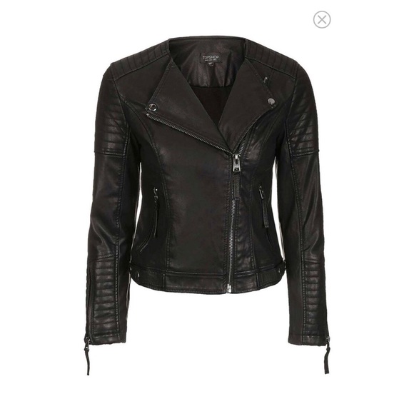 Topshop Quilted Faux Leather Jacket US 4 - Picture 5 of 7