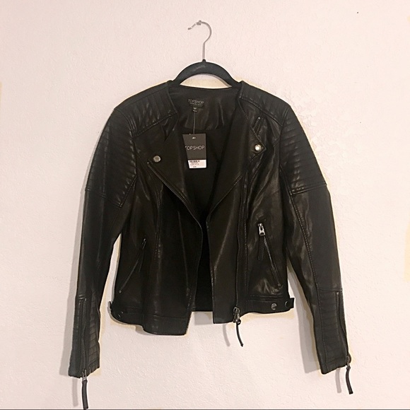 Topshop Quilted Faux Leather Jacket US 4 - Picture 6 of 7
