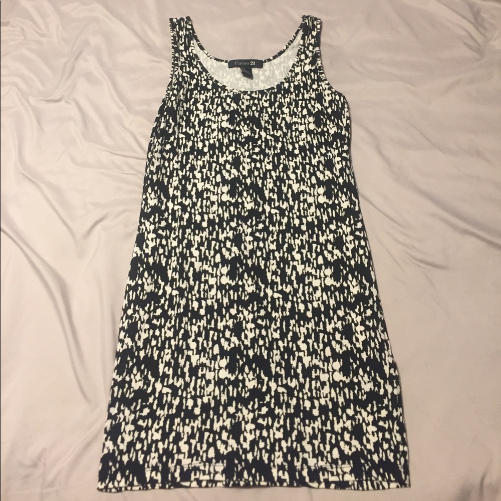 Black and white speckled cotton dress