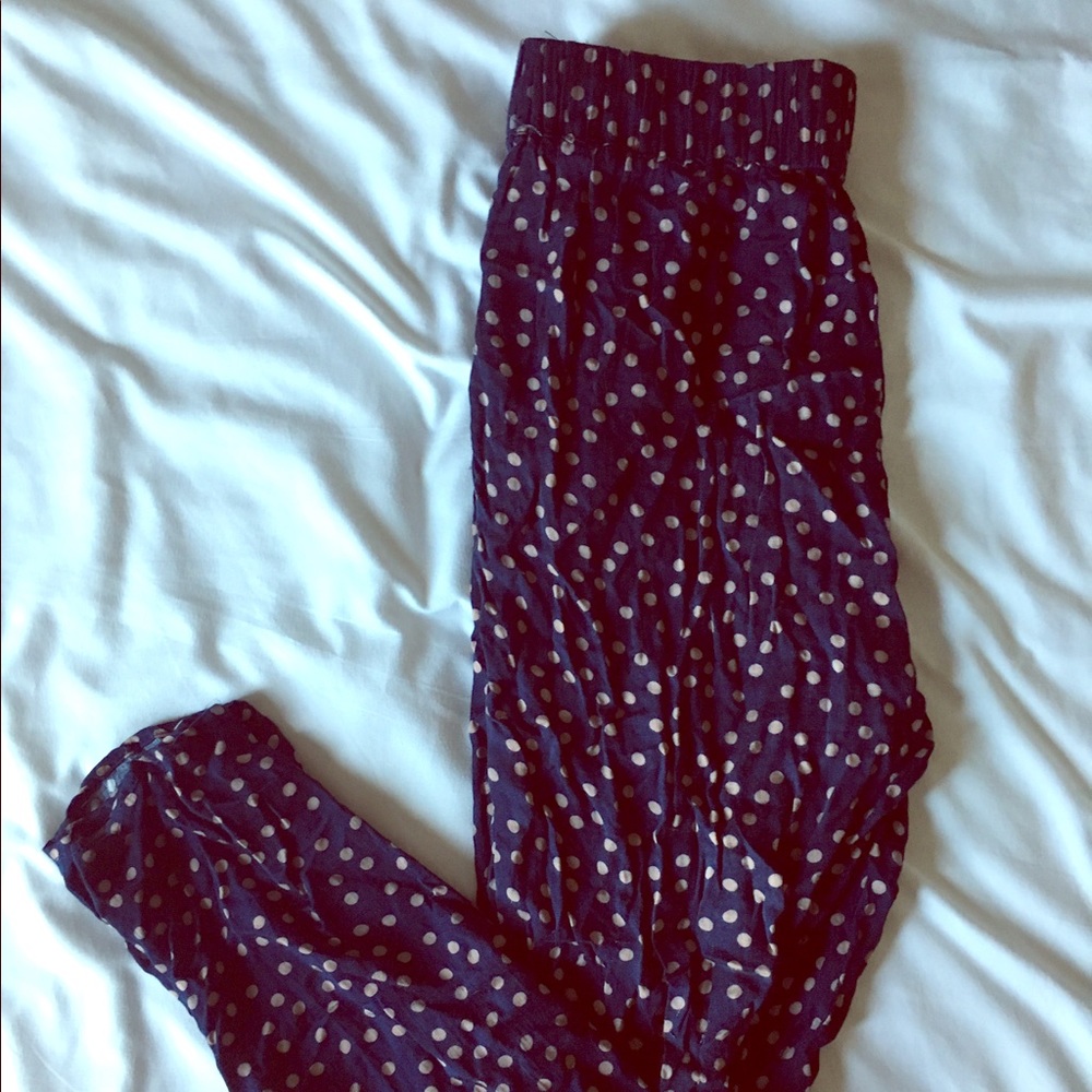 High waisted polka dot genie pants