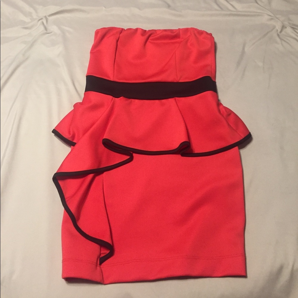 Coral and black Peplum dress *Worn once*