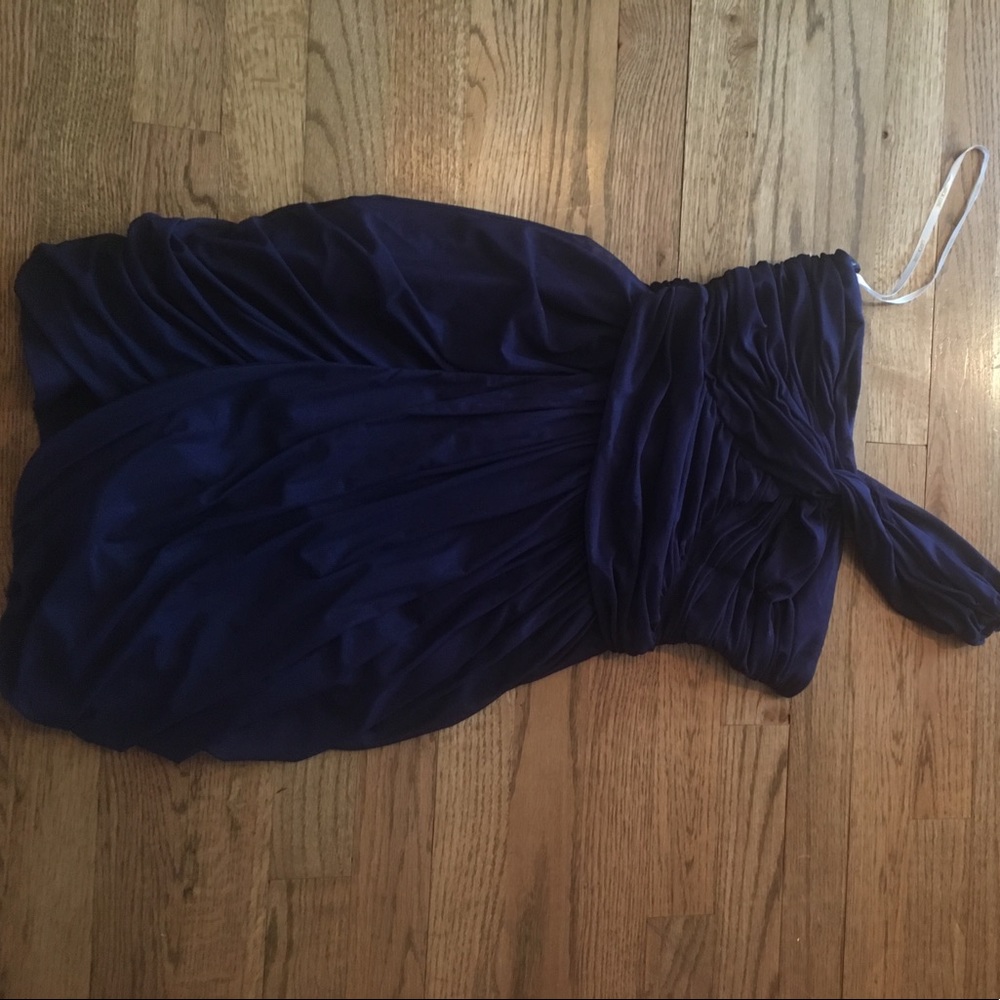 Navy blue one shoulder mini dress