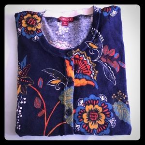 Merona Navy Floral Cardigan