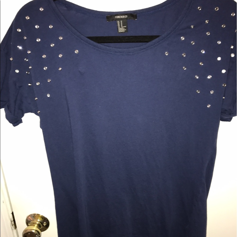 Forever 21 Rhinestone navy blue tee