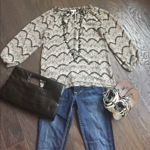 Modern Print Chiffon Blouse