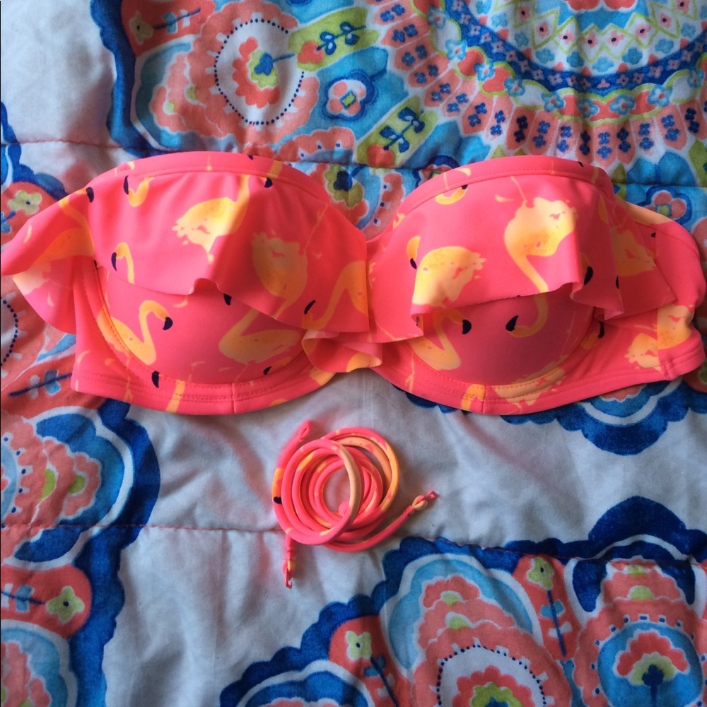 flamingo pink and peach aerie bikini top