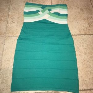 Sexy aqua strapless dress