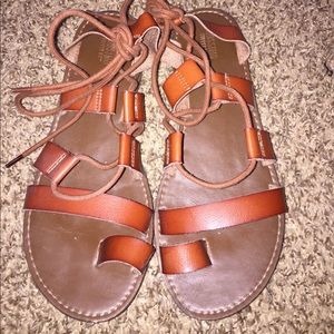 Brown lace up sandals