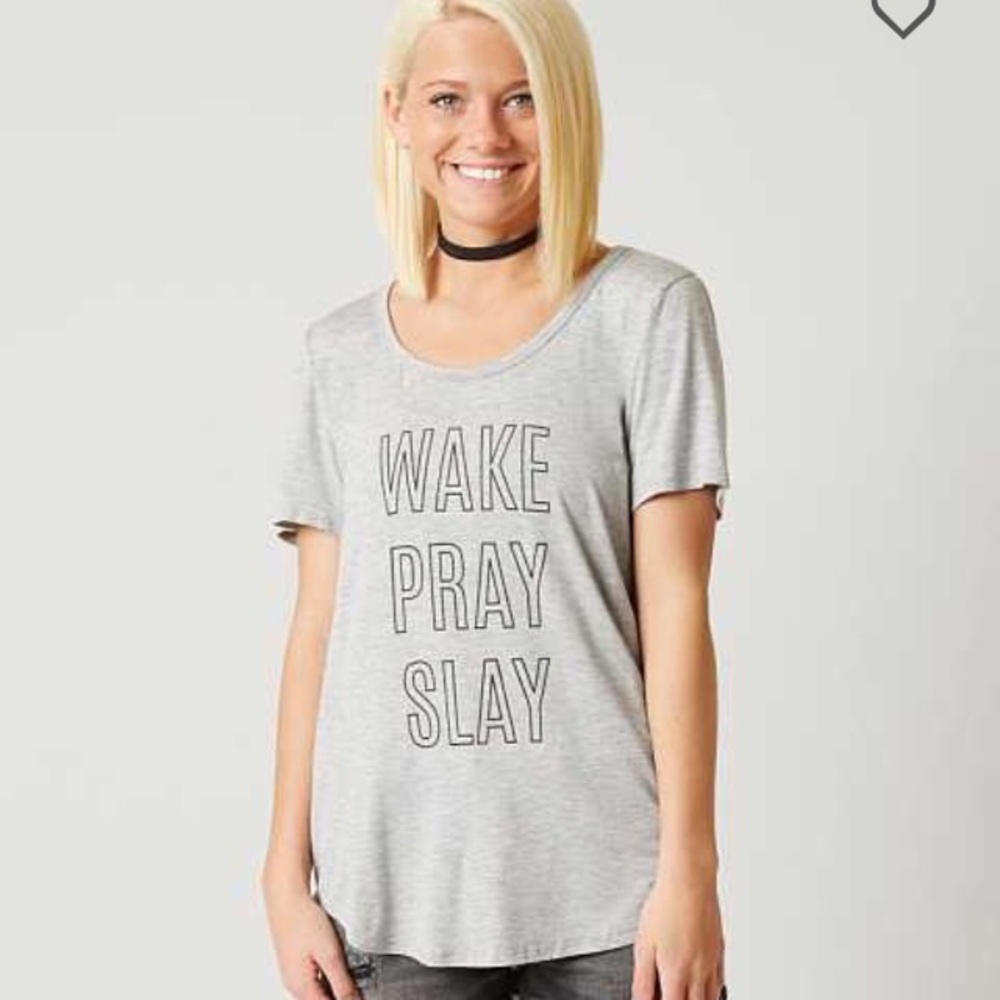 Twine & Stark Wake Pray Slay tshirt. Buckle