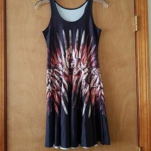 NWOT black with sword print skater dress