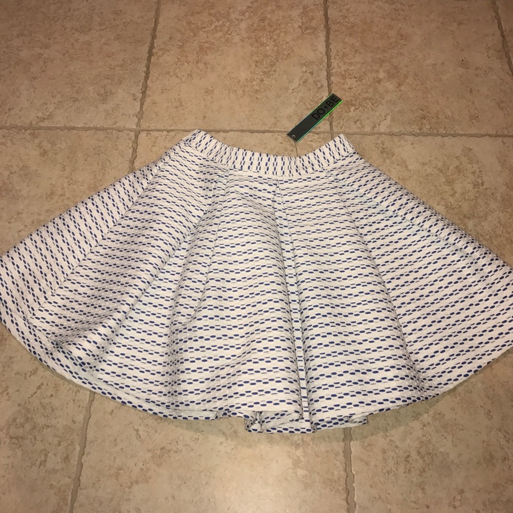 Flirty flare blue and white skirt