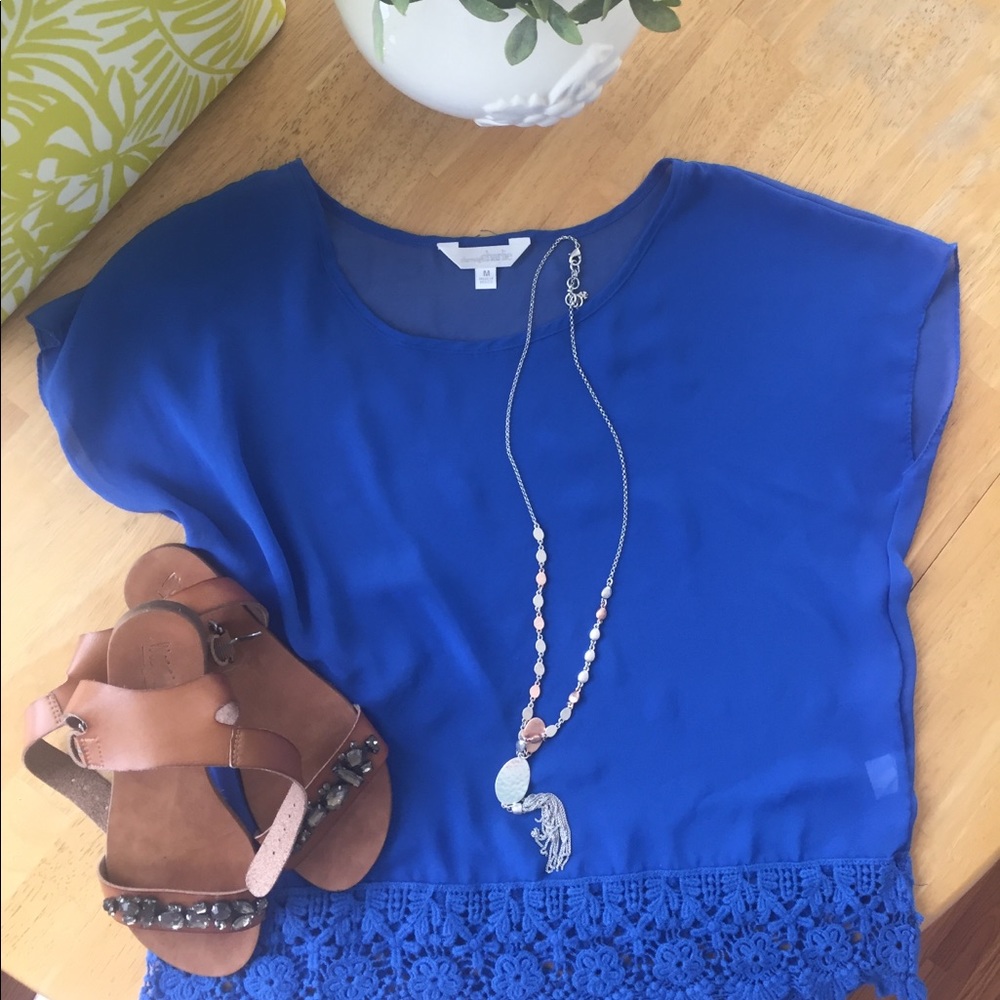 Royal Blue sheer blouse