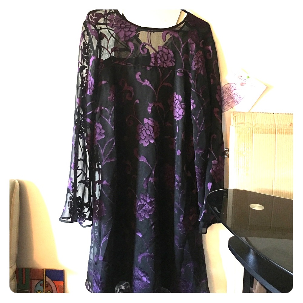 MYNT1792. BLACK PURPLE DRESS  US 16