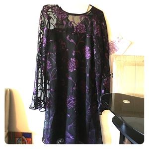 MYNT1792. BLACK PURPLE DRESS  US 16
