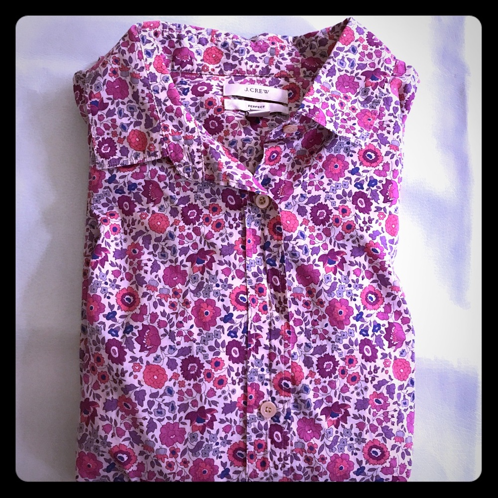J. Crew Perfect Shirt pink liberty print floral