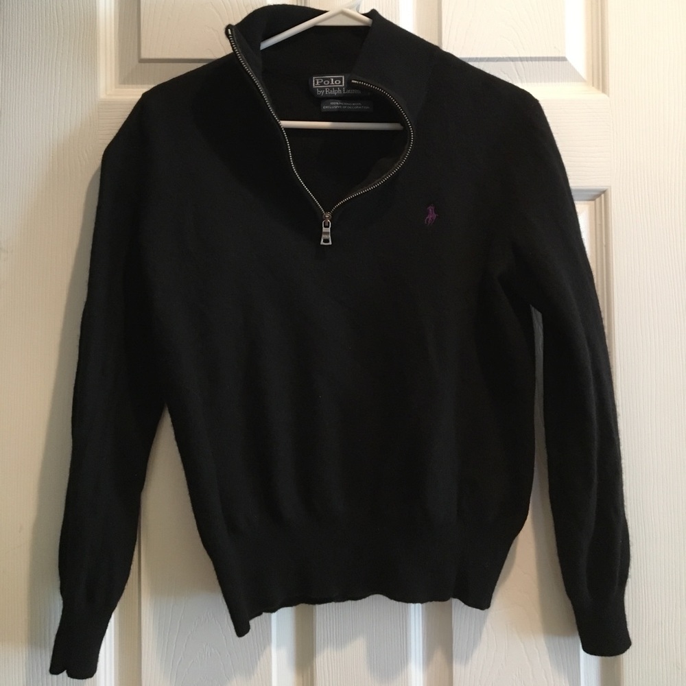 Black quarter zip wool Ralph Lauren sweater