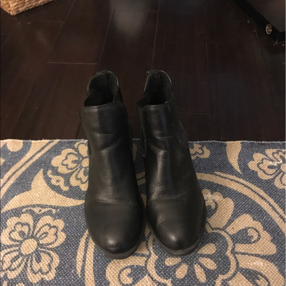 Black faux leather booties
