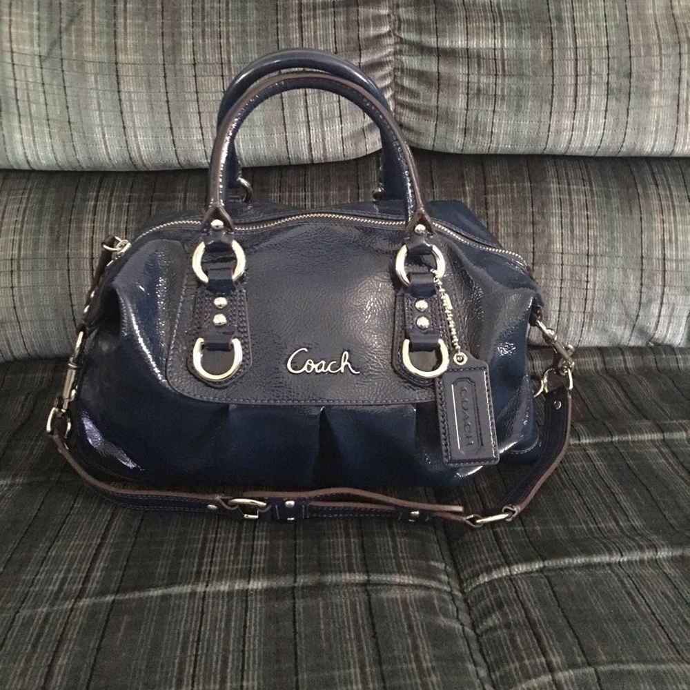 Metallic blue coach purse