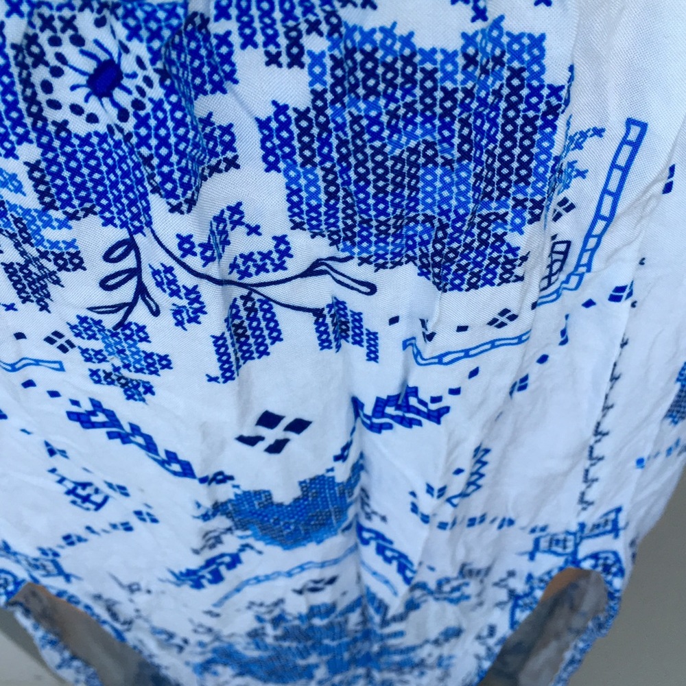blue and white maxi skirt double slit - Picture 4 of 5