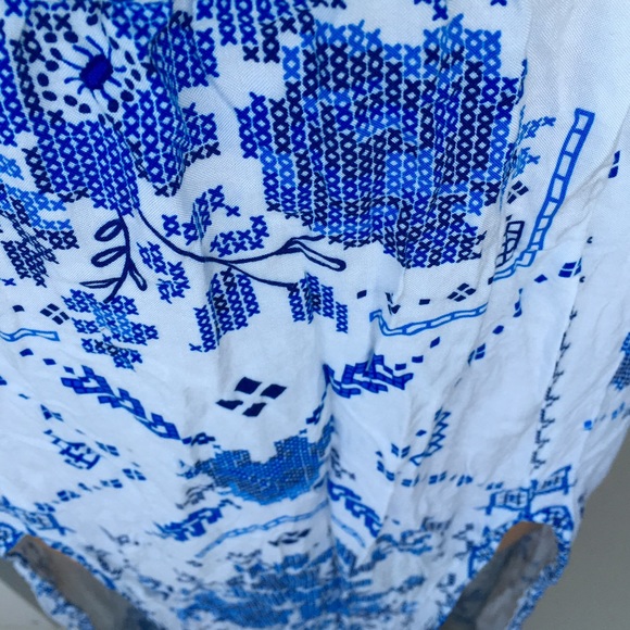 blue and white maxi skirt double slit - Picture 4 of 5