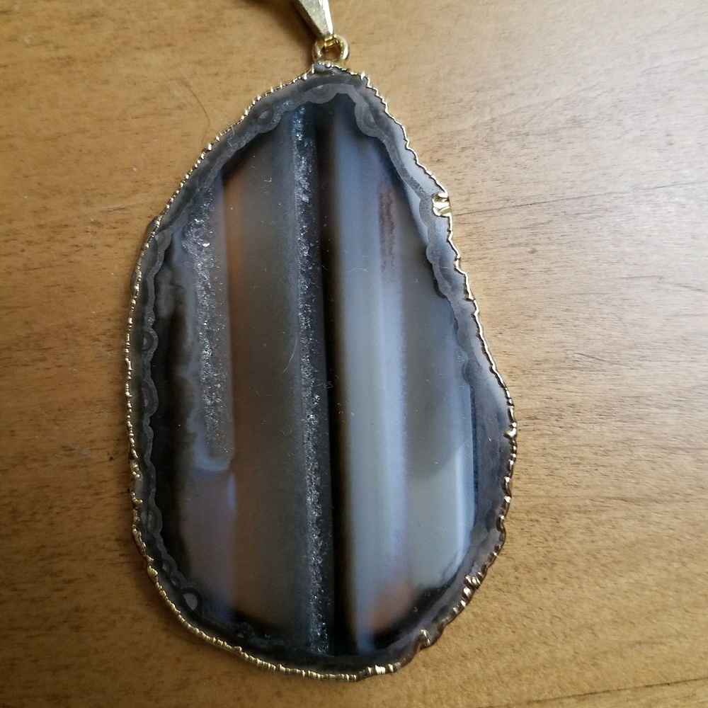 Agate Pendant  trimmed in Gold
