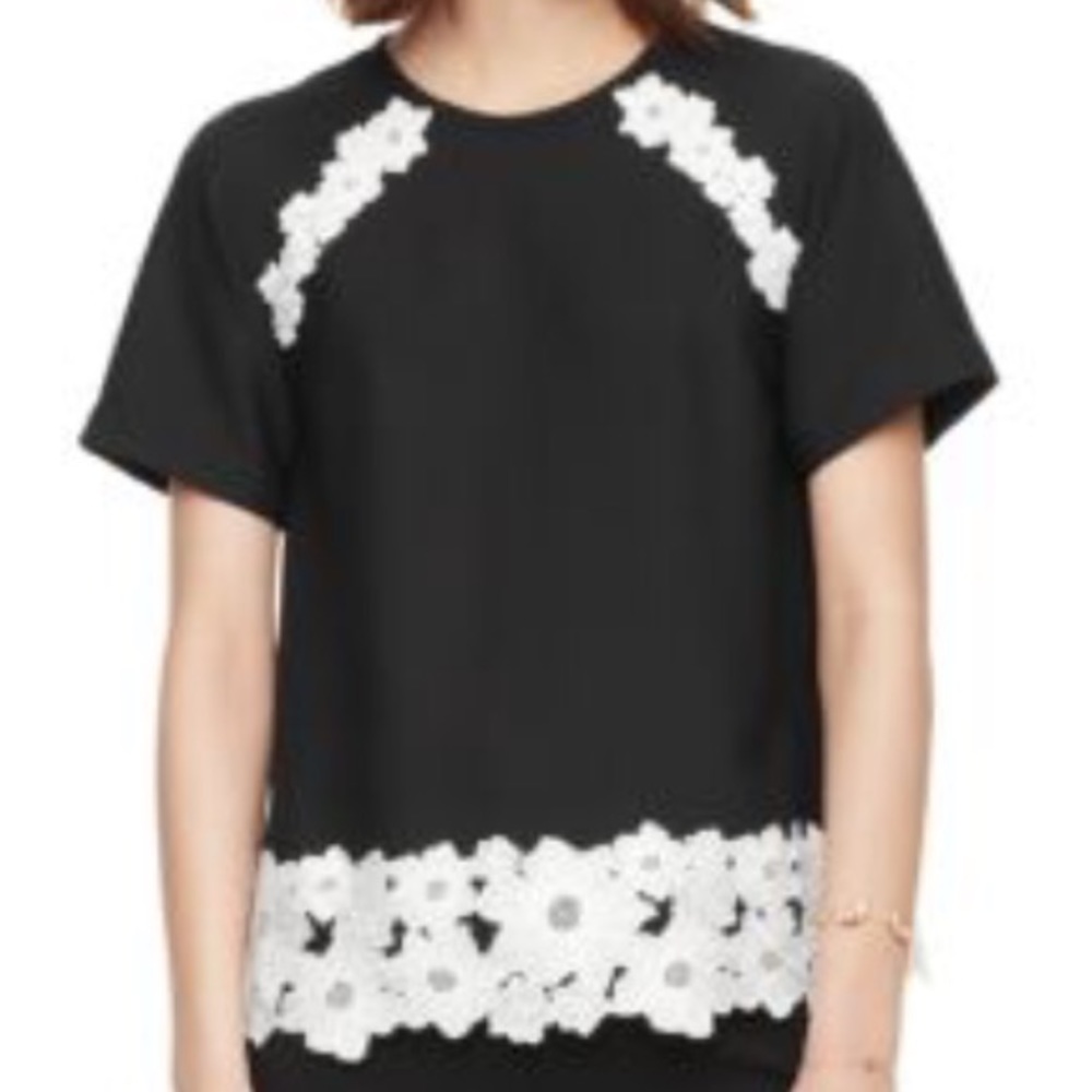 Kate Spade Lace trim satin crepe top