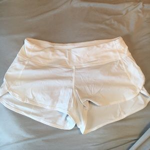 White Lululemon speed shorts