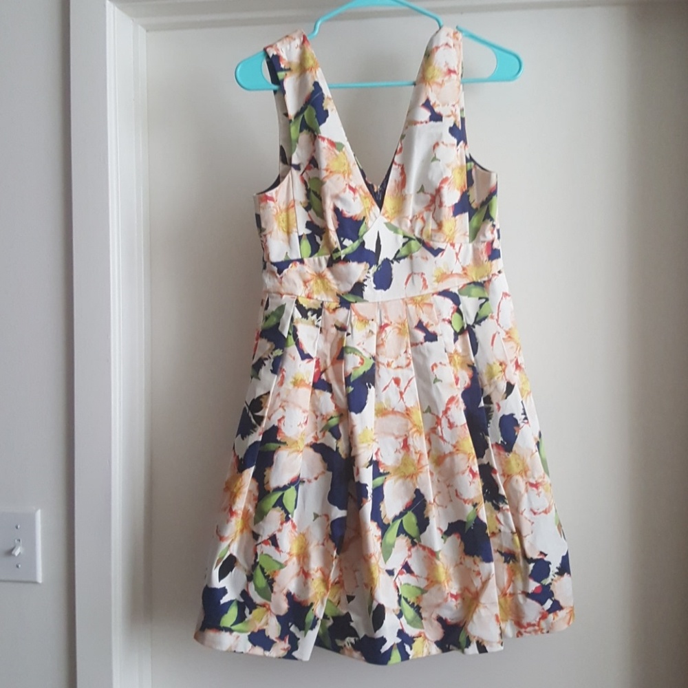 J. Crew dress- blue white and orange floral