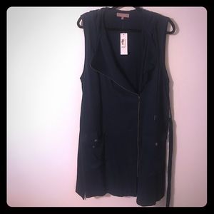 Francesa's navy trench vest hood size L new w tag!