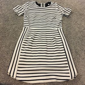 Lemieux size medium, striped black and white dress