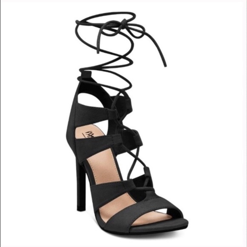 Black Suede Lace-Up Heels